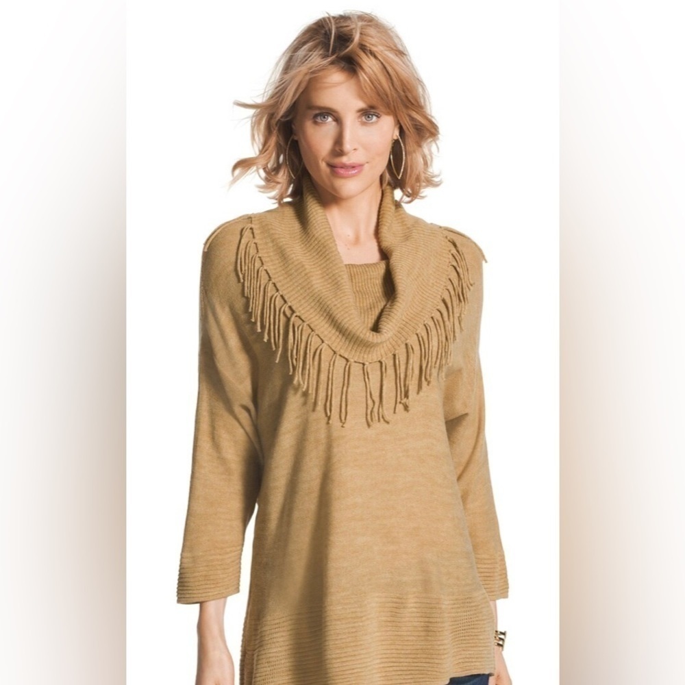 CHICO’S KYRA FRINGE SWEATER (in red)